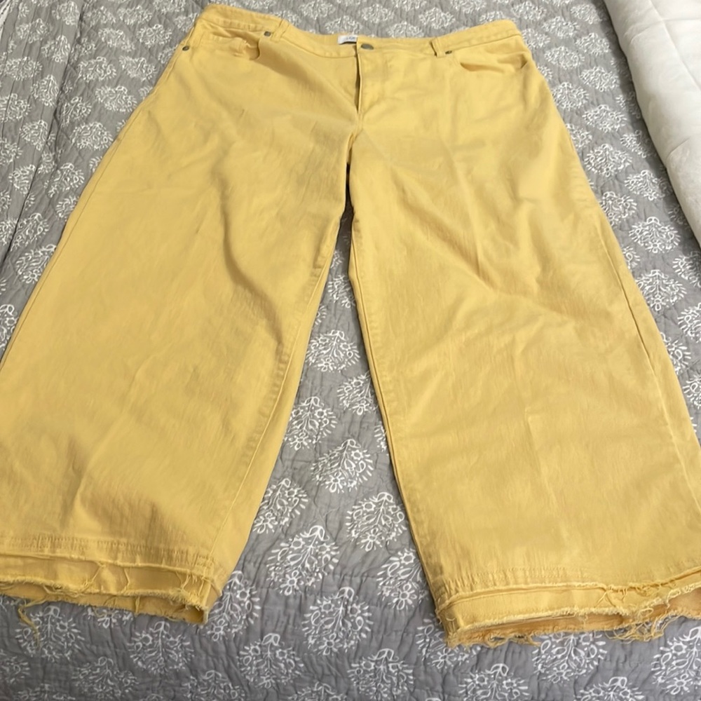 Yellow Jeans curvy high rise slim wide leg.